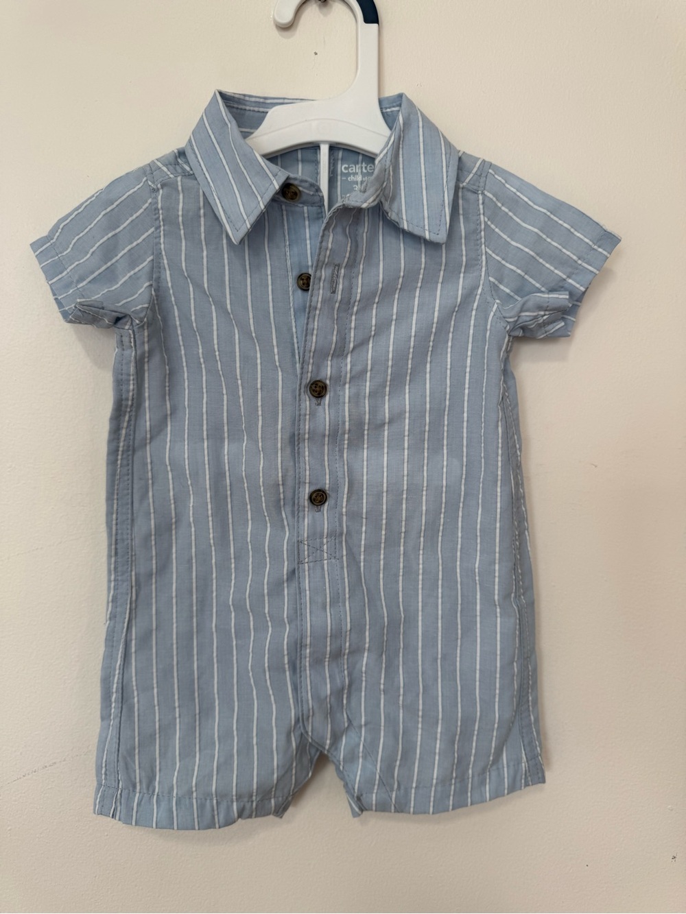 Carter's NWOT Blue Striped Short-Sleeve Romper